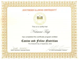 Canine and feline nutrition certificate at Southern Illinois University